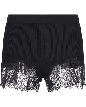 Blumarine Ribbed Lace-trimmed Short Shorts - Black