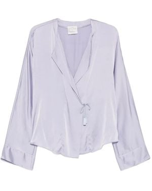 Forte Forte Blusa con lazo cruzado - Morado