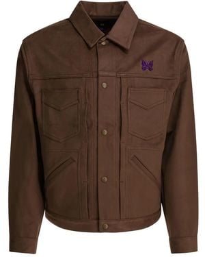 Needles Wide Silhouette Synthetic Suede Overshirt Jacket - Braun