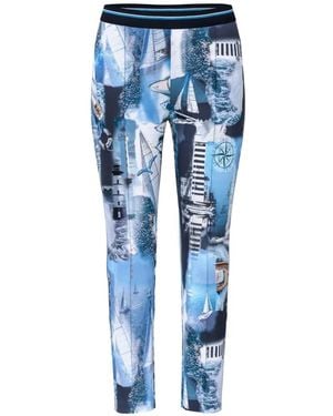 Marc Cain Sofia Nautical-Print Leggings - Blue