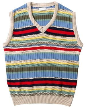 Edmmond Studios Striped V-Neck Vest - Grey