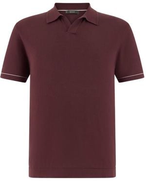 BOGGI Contrasting Crepe Knit Polo Shirt - Red