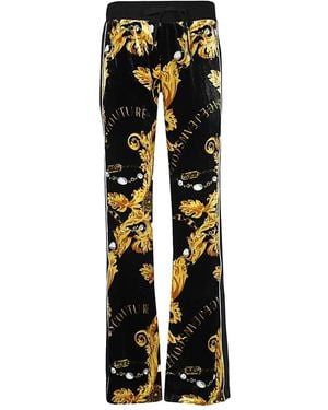 Versace Jeans Couture バロックプリント ベルベットパンツ - ブラック