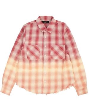 Amiri Plaid Raw-Edge Shirt - Pink
