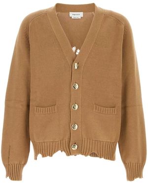 McQueen Distressed Skull Cardigan - Braun