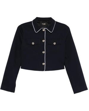 Maje Vussa Button Piped Jacket - Blue