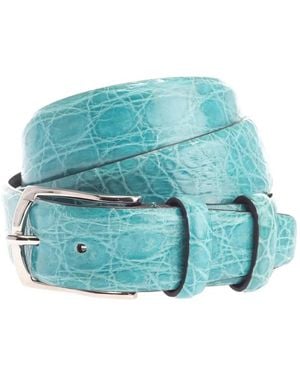 D'Amico Crocodile-Effect Leather Belt - Blue