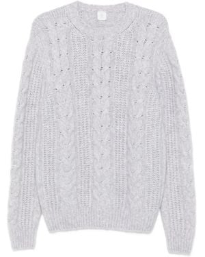 Eleventy Cable-Knit Crew-Neck Jumper - White