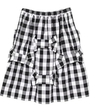 Comme des Garçons Falda A Cuadros Gingham - Blanco