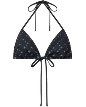 CASABLANCA Monogram Tie Bikini Top - Blue