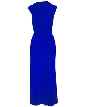 Jonathan Simkhai Ruched Side-Slit Dress - Blue