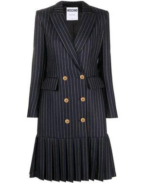Moschino Pinstriped Pleated Blazer Dress - Black