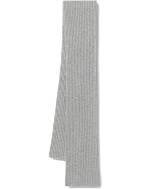 KARL LAGERFELD Ribbed-Knit Logo-Patch Scarf - White