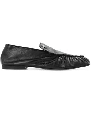 Alohas Gabe Ruched Leather Loafers - Black