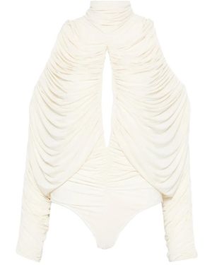 Francesco Murano Ruched Keyhole Bodysuit - White