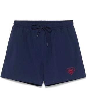 FAMILY FIRST Badeshorts Mit Logo-Stickerei - Blau