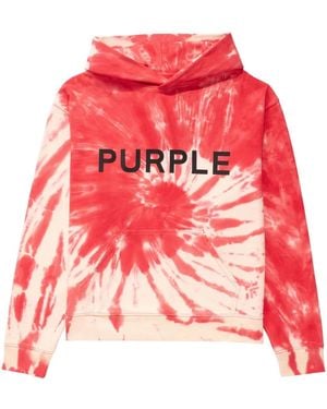 Purple Brand Logo-Print Tie-Dye Hoodie - Red