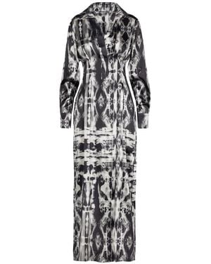 Tessitura Faces Silk Maxi Dress - White