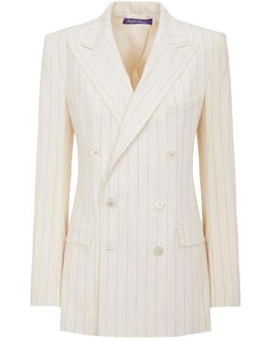 Polo Ralph Lauren Ramona Striped Double-Breasted Jacket - White