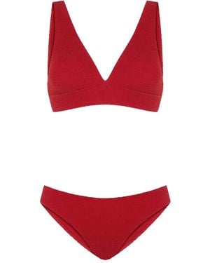 Sorbet Island Wrinkled Bikini Set - Red