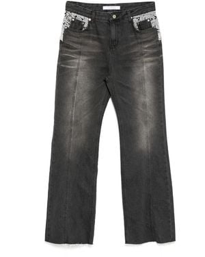ROKH Lace Detailing Jeans - Gray