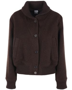 Aspesi Ribbed-Trim Virgin Wool Jacket - Black