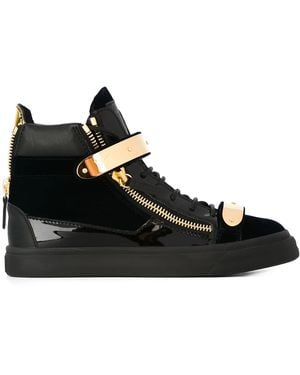 Giuseppe Zanotti Zip Detail Hi-top Velvet Trainers - Black