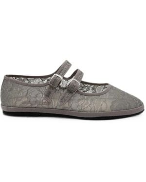 Gondolina Pulcinella Lace-Mesh Ballet Flats - White