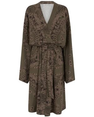 The Attico Paisley-Print Kaftan Dress - Brown