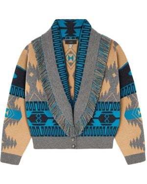 Alanui Icon Jacquard Fringe Bomber Jacket - Blue