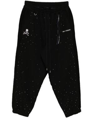 MASTERMIND WORLD Logo Crystal-Embellished Track Pants - Black