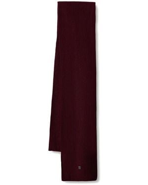 Mos Mosh Mmtova Ribbed-Knit Logo-Plaque Scarf - Purple