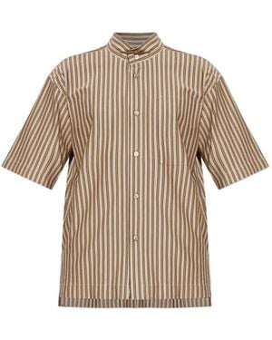 Homme Plissé Issey Miyake Striped Short-Sleeves Shirt - Natural