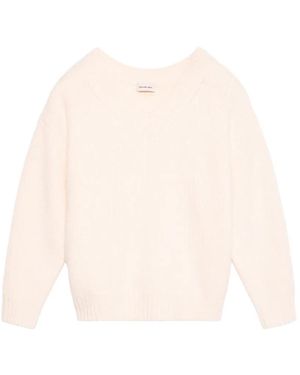Calvin Klein V-Neck Long-Sleeve Jumper - Natural