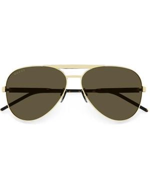 Gucci Double-Bridge Pilot-Frame Sunglasses - Green