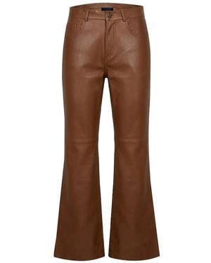 Haikure Flora Leather Trousers - Brown