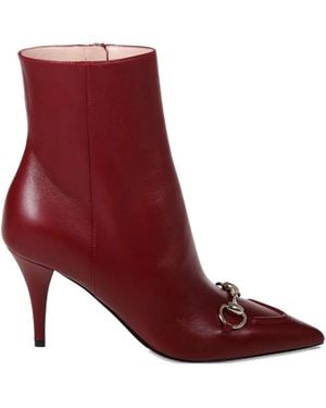 Gucci 85mm horsebit pointed boots - Rot