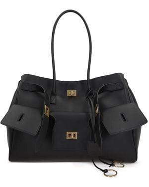 Balenciaga Bel Air レザーショルダーバッグ M - ブラック