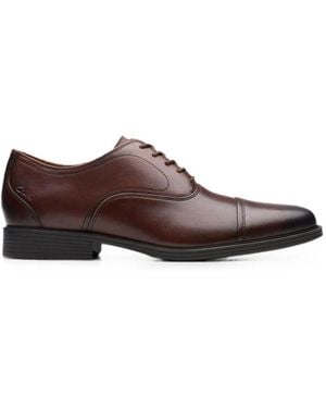 Clarks Whiddon Ox Leather Oxford Shoes - Brown