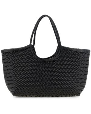 Dragon Diffusion Big Nantucket Woven Leather Shoulder Bag - Black