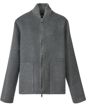 Fabiana Filippi Ribbed-Knit Trim Coat - Grey