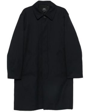 A.P.C. Concealed-Button Coat - Blue