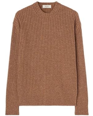 RETORI Ribbed-Knit Crew-Neck Cashmere Jumper - Brown