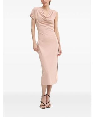 Silvian Heach Rhinestone-Embellished Cowl-Neck Maxi Dress - Natural