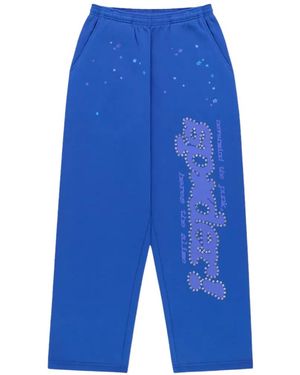Sp5der Punk V2 Rhinestone-Embellished Track Trousers - Blue