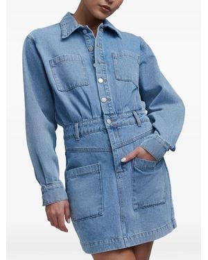 BWLDR Cannes Button-Up Denim Mini Dress - Blue