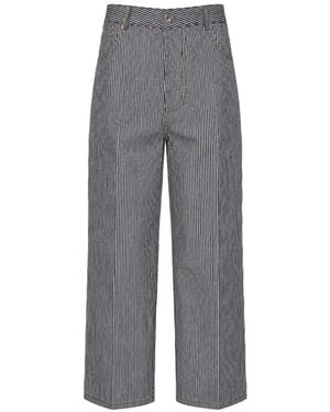 Ami Paris Striped-Pattern Jeans - Gray