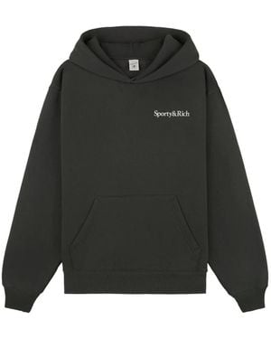 Sporty & Rich Printed Long-Sleeve Hoodie - Black