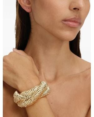 Self-Portrait Textured Cuff Bracelet - Brown