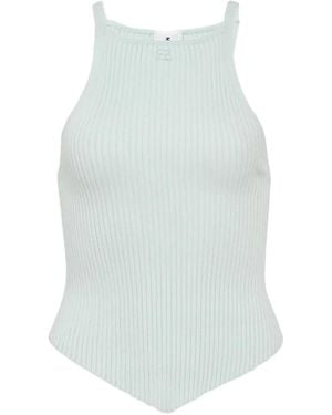 Courreges Pointy Rib Knit Top - White